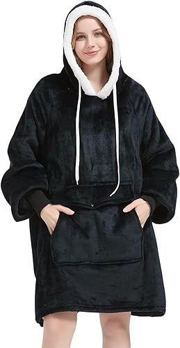 Qeils, manta con capucha para mujer, cómoda manta de sherpa como regalo de cumpleaños y Navidad, chaqueta de gran tamaño con capucha para adultos