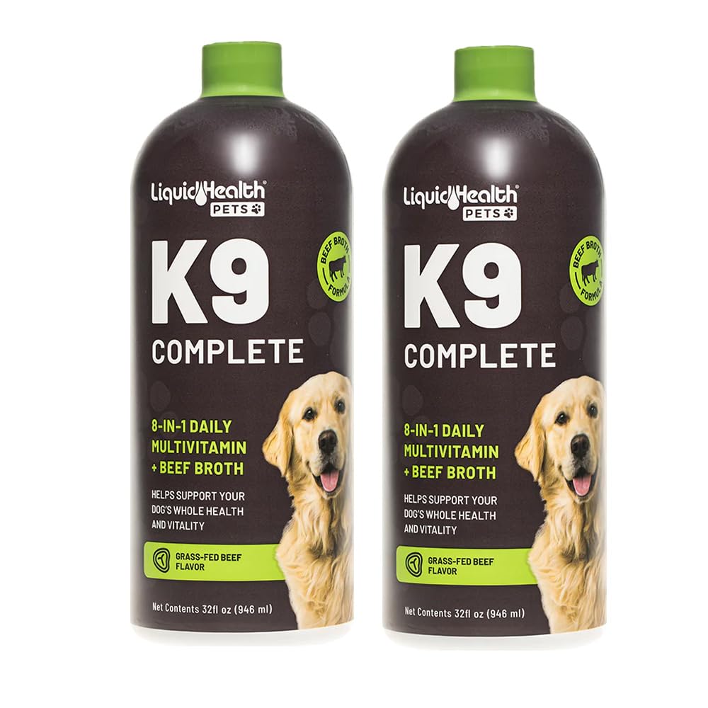 LIQUIDHEALTH Pets K9 Complete 8-in-1 Liquid Multivitamin for Adult Senior Dogs & Puppies, All in One Complete Formula Canine Vitamins for Skin & Coat, Joint Health, Immune Support - USA Made (2 Pack)