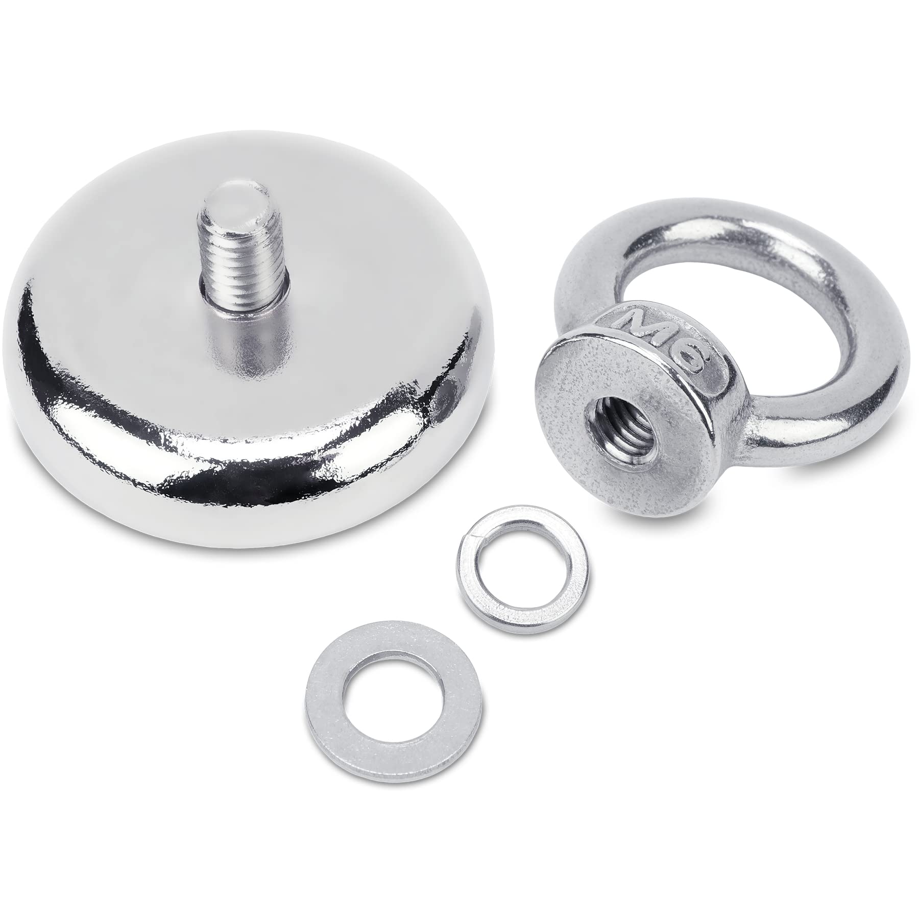 SENSEI 2 magneti estremamente forti – portata 50 kg, magneti al neodimio con occhiello in acciaio – Ø 36 mm, gancio magnetico con manico per viti e tenuta sicura
