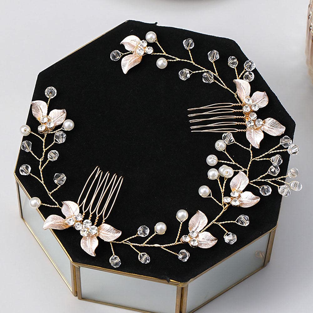 Brautblumen-Haarkamm, Brautstrass-Haarkamm, Haarschmuck, Doppelkammeinsatz, Seitenkamm, oder Abschlussball-Vintage-Haarkamm für Frauen und Mädchen