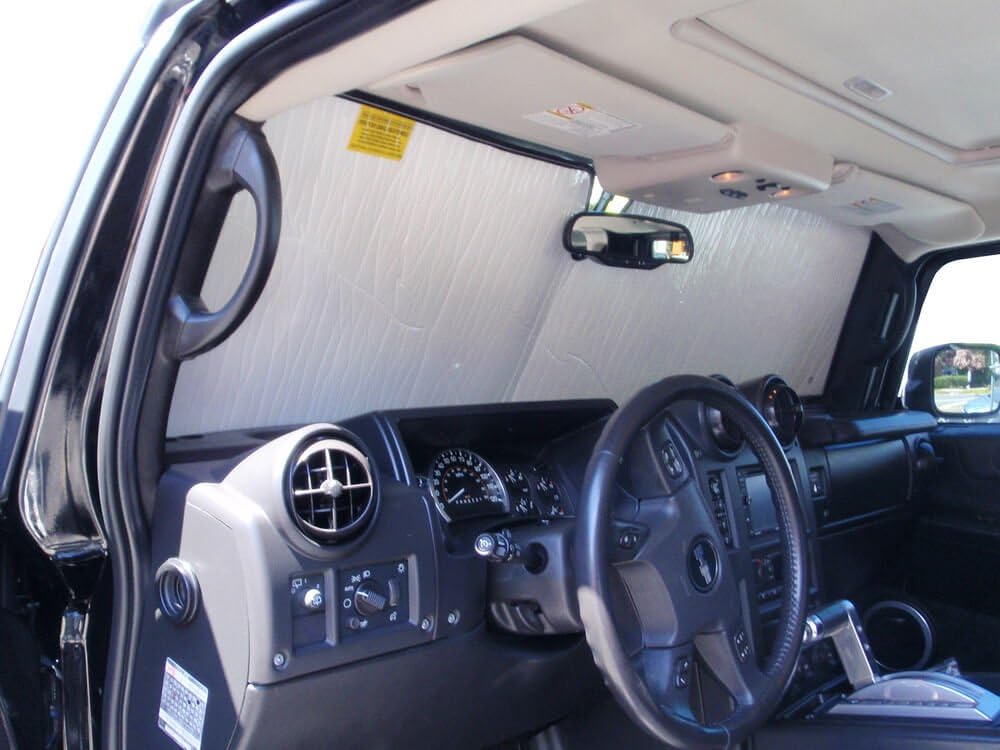 HeatShield, The Original Windshield Sun Shade, Custom-Fit for Hummer H2 SUV 2003, 2004, 2005, 2006, 2007, 2008, 2009 Silver Series