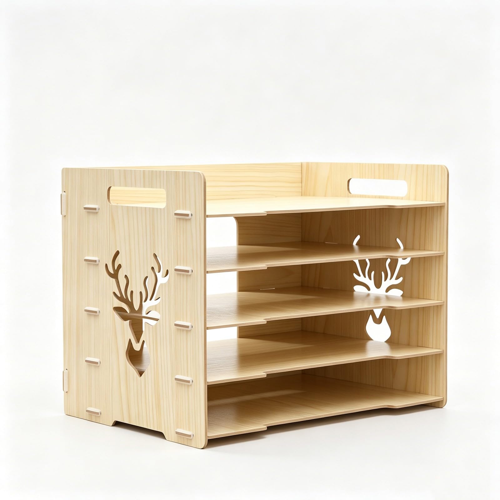 Aktenhalter, Schreibtischablage, Sortierer für Dokumente, Bücher und Zeitschriften, Ablageregal für die Arbeitsfläche(5-Tier_B_Maple)