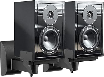 Suptek Wall Mounts, Dual Stands for Surround Sound Speakers, Universal Bracket, Tilt Swivel Shelves Up to 25kg Black 2 Pack