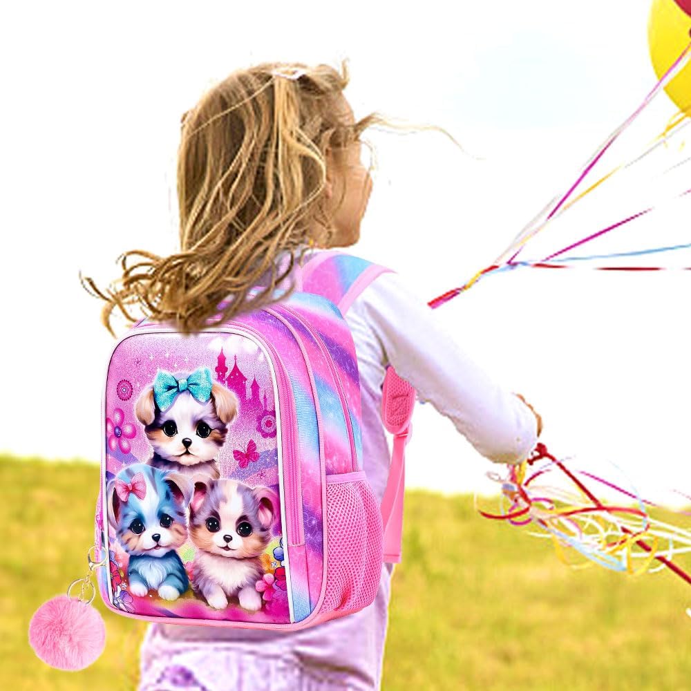 AGSDON Toddler Backpack for Girls, 13" Cute Kids Preschool Bookbag-Dog Pink - Image 6