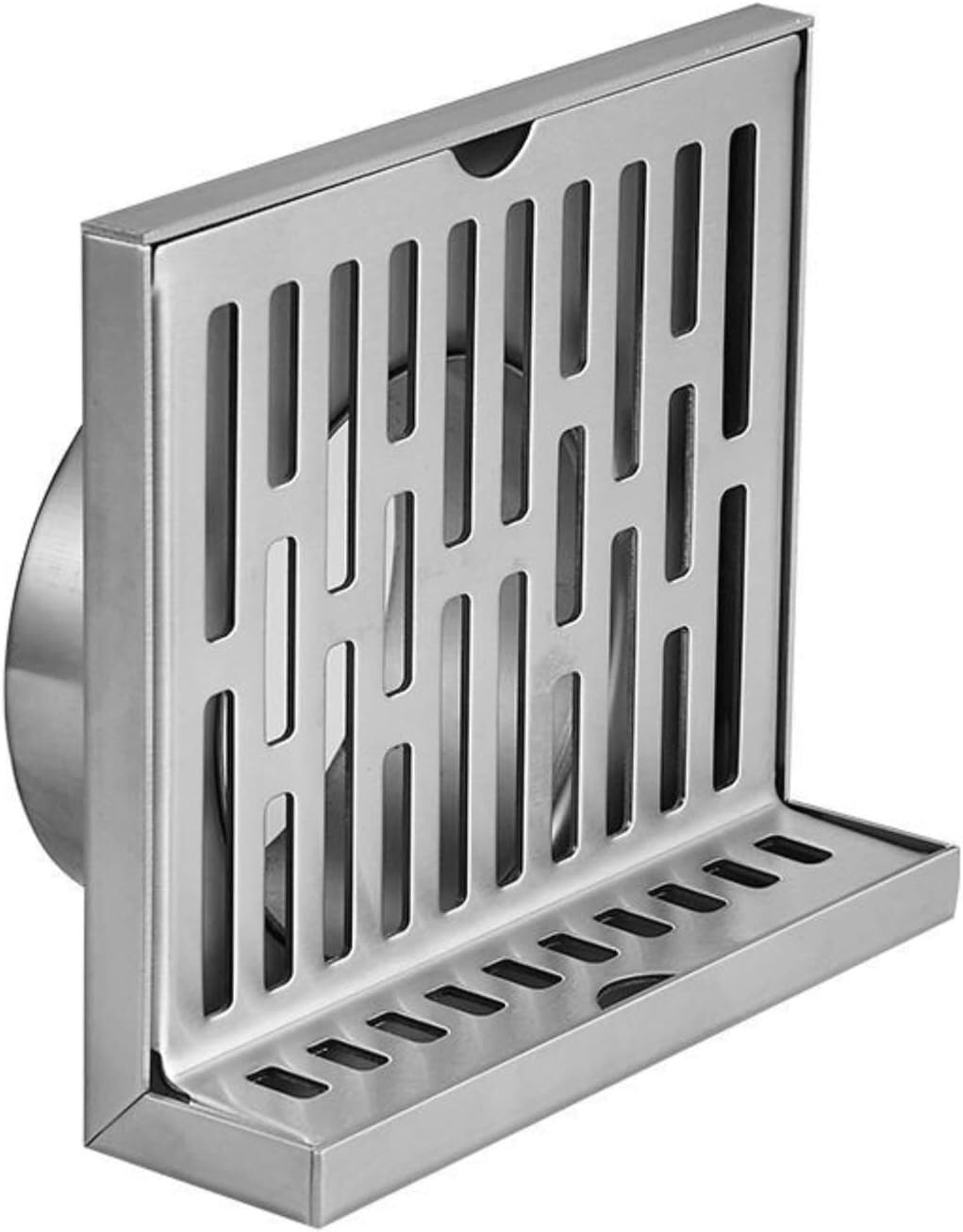 Drain de sol de douche mural en inox : caniveau d'angle pour balcon et évacuation latérale