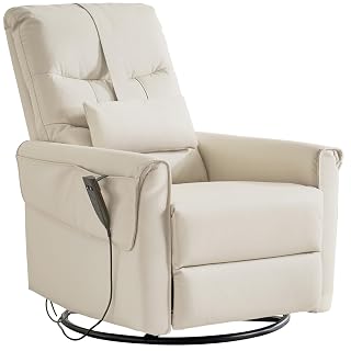 AIRSKY Genuine Leather Recliner Chair, Power Recliner Chair, Italian Water-Washing Process,Single Sofa for Living Room,Swivel Rocker Recliner, Lazy Boy Recliner Chairs, P1 (Beige) - Amazon product rated Grade A