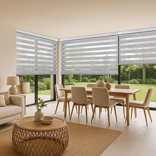 Tende A Rullo Per Interni Giorno E Notte Premium Cassonetto Esclusiva E Catenella In Alluminio, Di Alta Qualità, Tenda A Rullo Per Interni Doppio Strato Storesdeco 200 X 250 Cm Argento Premium - 4