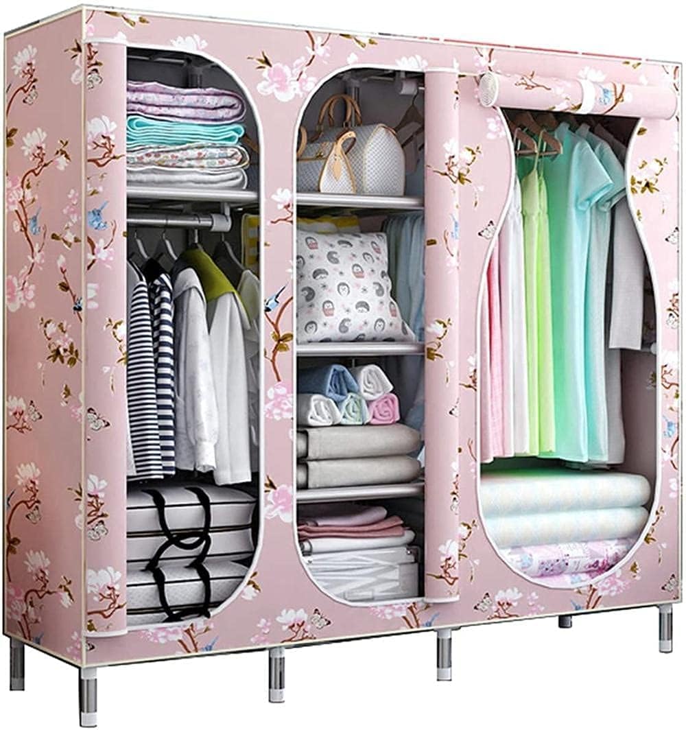 Wardrobe Portable Fabric Open Wardrobe Metal Bracket Storage Organiser 168 45 145CM Clothes Rack (Color : A Size : 168 45 145CM) (B 168 * 45 * 145CM)