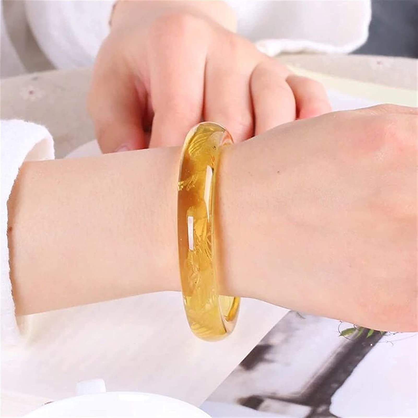 Armbanden voor dames, klassieke retro oosterse stijl natuurlijke jade armband Braziliaanse citrien ronde staaf schakelarmband, kristal natuursteen voor heren da