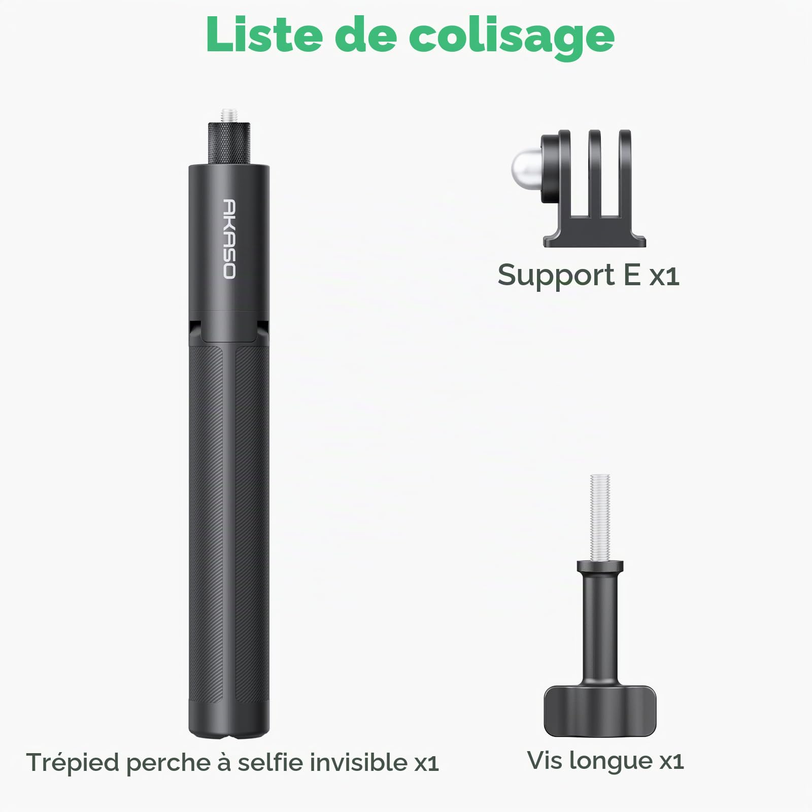 AKASO Perche à Selfie Invisible et Trépied 120cm (47.2"), Compatible avec Insta360 X5, X4, X3, Ace Pro, DJI Osmo Action, Pocket 3, GoPro Hero 13, 12, 11, AKASO 360, EK7000, V50X pour Caméra Sport