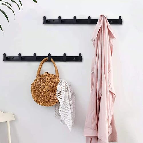 Miniatura 9 de Jnnicoog Gancho de pared con 5 ganchos, perchero negro, moderno montado en la pared, adecuado para sala de estar, dormitorio, cocina, baño, etc.