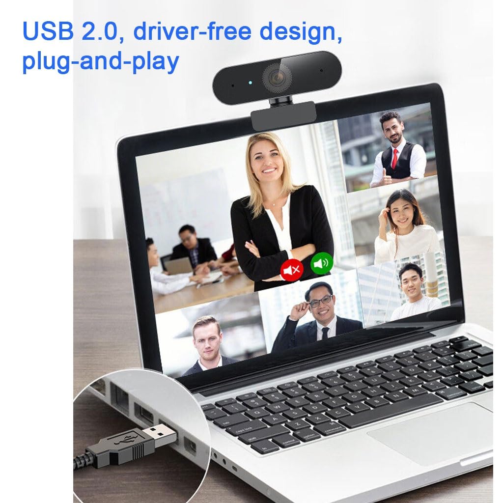 Kamera komputerowa z redukcją szumów, autofokusem, 2 mikrofonami i funkcją strumieniowania, kamery internetowe USB typu Plug & Play do wysokiej klasy spotkań biznesowych(1080P)