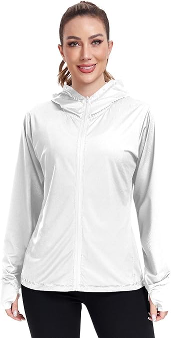 Womens Lightweight Hoodie Long Sleeve Sun Shirts UPF 50+ Protection Light Sweatshirt Hiking Outdoor