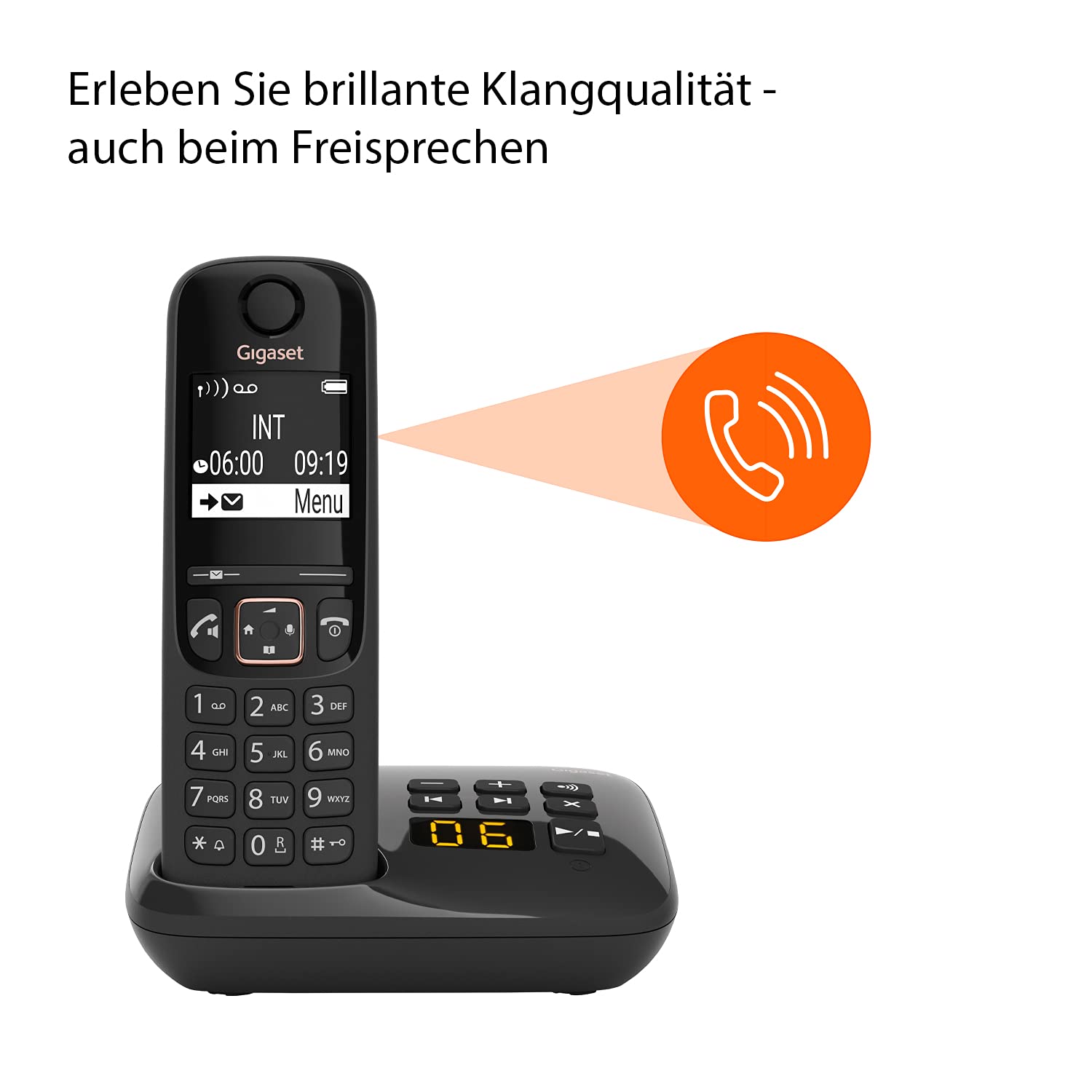 Gigaset As690 Telefon Stacjonarny, Czarny, 15,5 x 4,9 x 2,8 cm