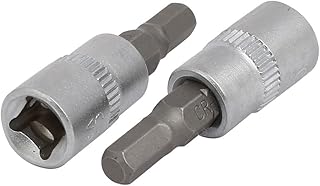 Aexit 38mm Length Hand Operated Tools H5 Hex Bit 1/4-inch Square Socket Adapter 2pcs Model:92as393qo599
