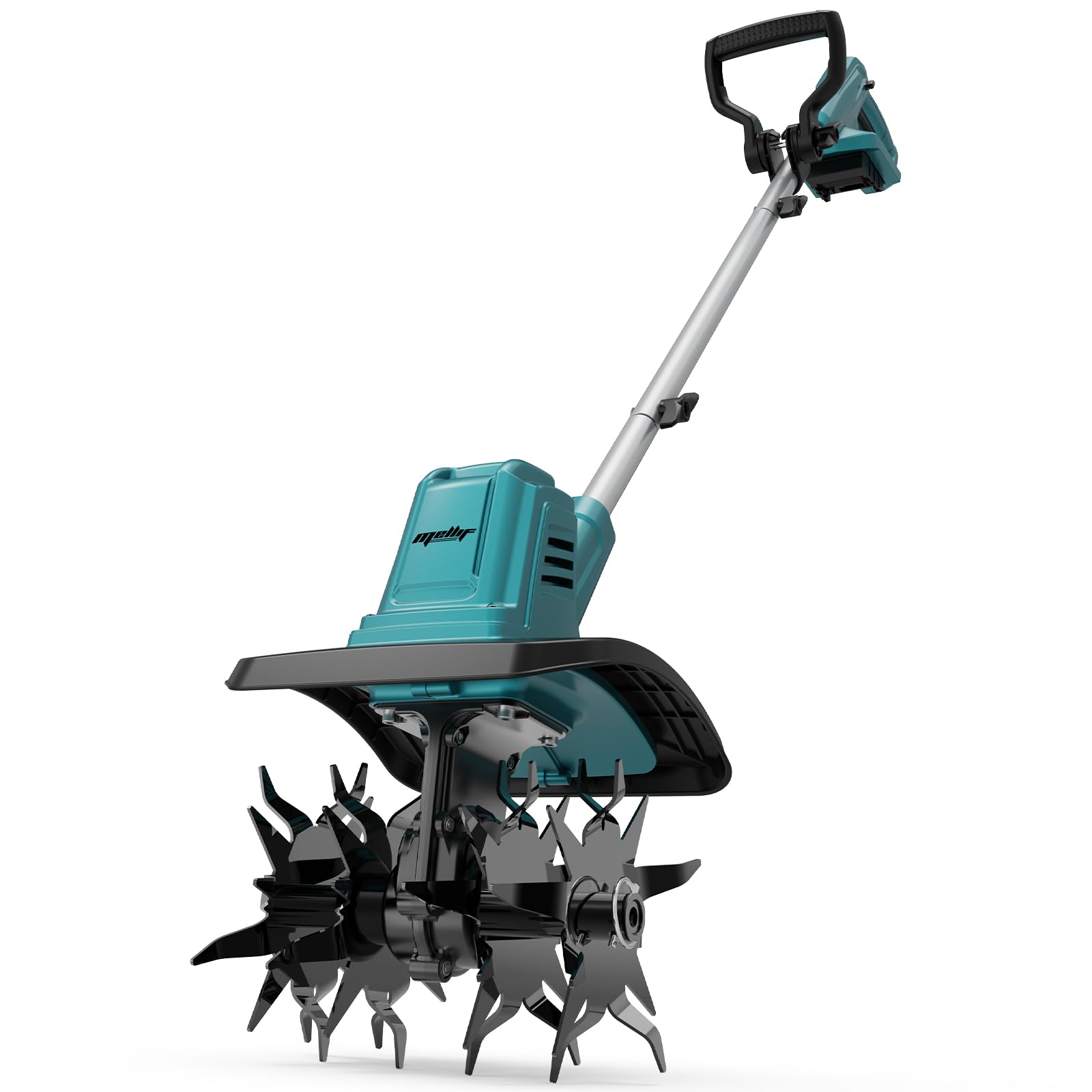 Cultivador de jardín inalámbrico compatible con batería Makita de 18 V (solo herramienta), motocultor eléctrico sin escobillas plegable con ruedas ajustables, azul