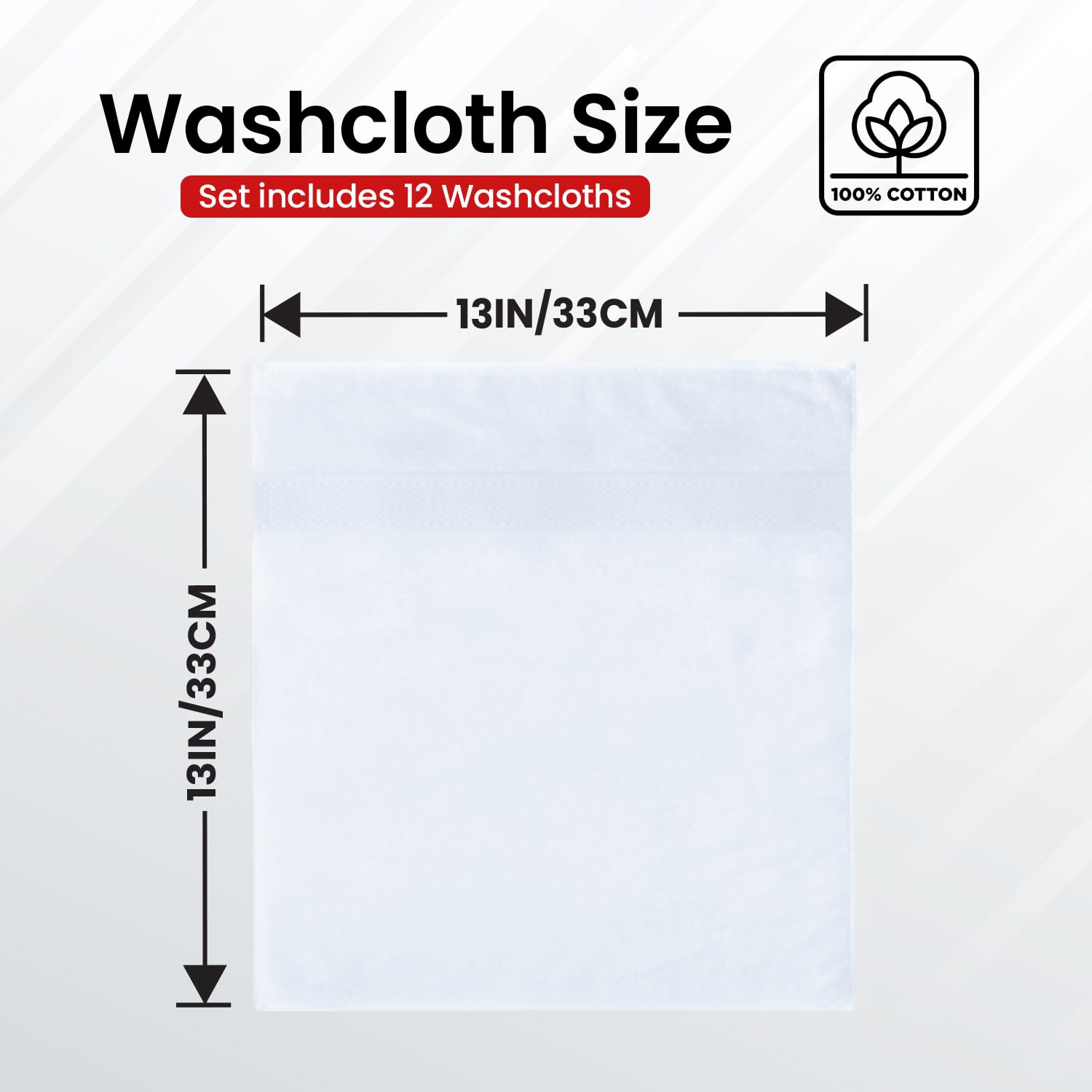 12 Pack 100% Cotton Wash Cloths V8108