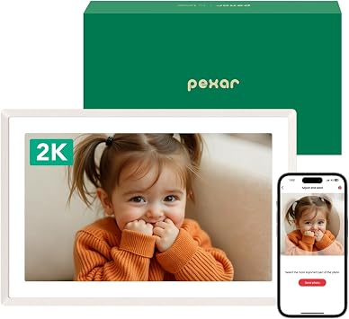 pexar by Lexar WiFi Digital Picture Frame 11  | Yahoo Tech Best Tested Frame 2026 | 2K Resolution Ultimate Clarity, Anti-Glare Touch Stunning Screen for Gifting, Share Photos/Videos via APP, Sand
