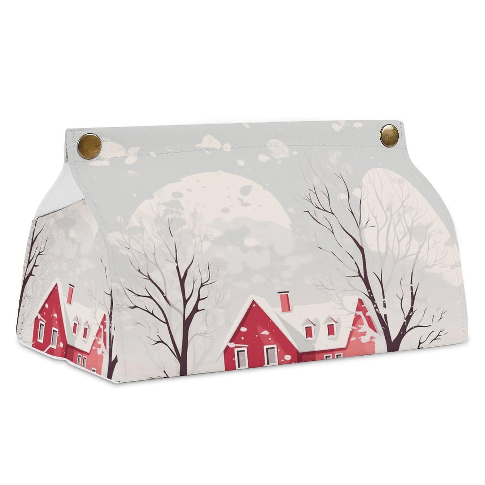 Boîte à mouchoirs en cuir souple avec motif maison de dessin animé ludique pour toute la famille