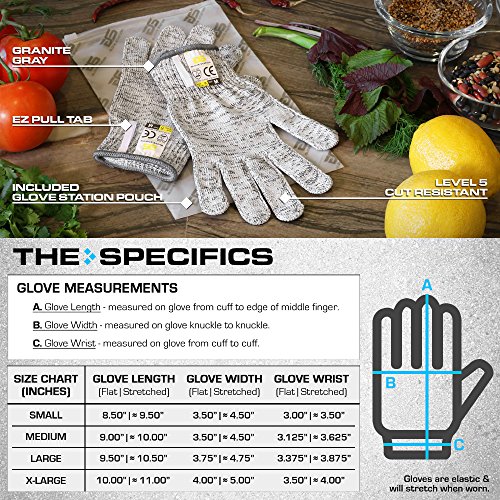 Glove Station Ultra Durable Series Cut Resistant Gloves - Cutting Gloves for Chefs, BBQ and Cooking - Level 5 Protection, Food Grade Safe Cut - Grey, Large Size [2-Pack] - Thumbnail 7