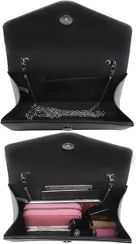 Miniatura 5 de Dasein Bolso de noche para mujer para fiesta boda cóctel graduación con purpurina esmerilada 1-plateado, 1 blanco, Negro, Champán, Oro, forro polar
