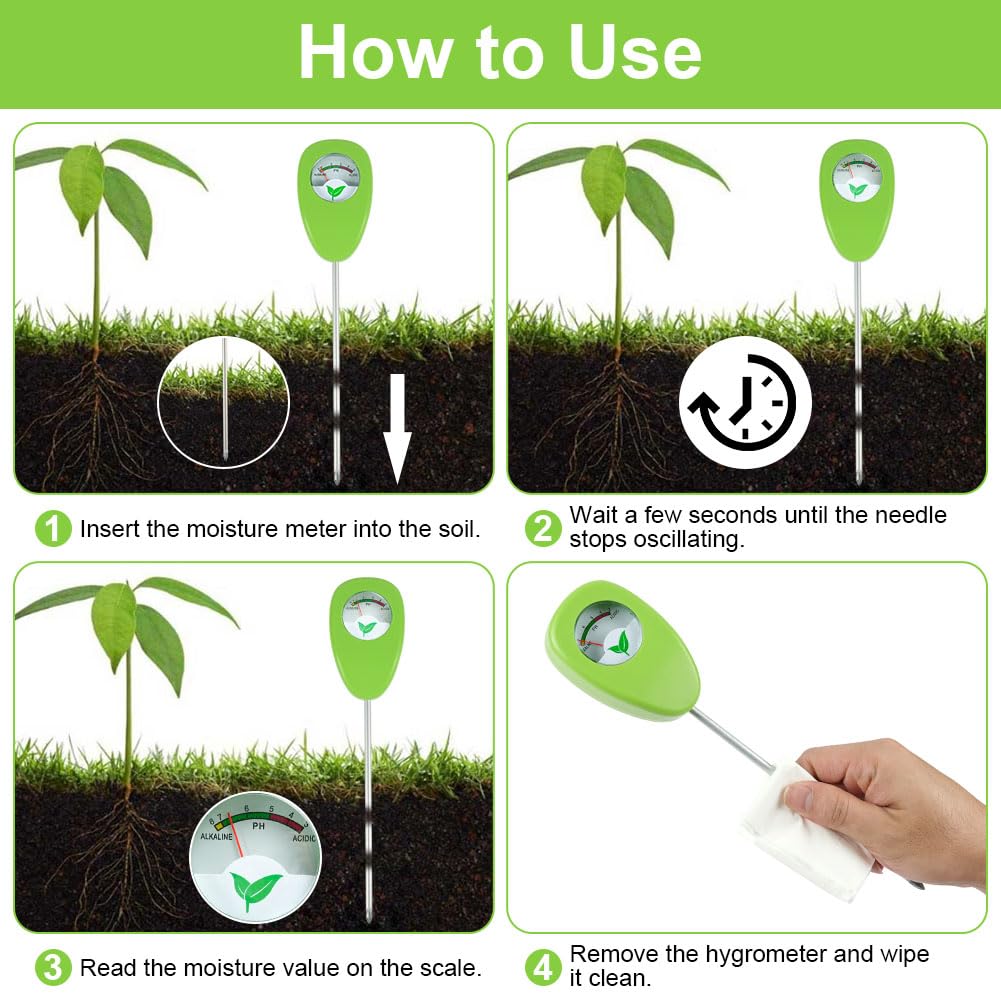 Medidor de pH del Suelo, Detector de pH de Precisión para Plantas, Medidor Portátil de pH del Suelo para el Cuidado de Jardines, Agricultura y Plantas de Interior y Exterior (No Requiere Pilas)
