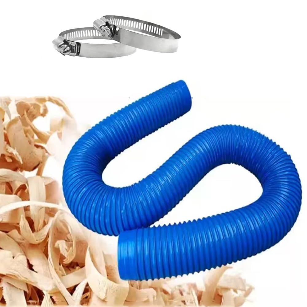 Tubo flessibile per la raccolta delle polveri, tubo flessibile in PVC con morsetti, 6,5 '- 10' per la lavorazione del legno, tubo vuoto compatto per negozio per una rimozione efficiente della polvere