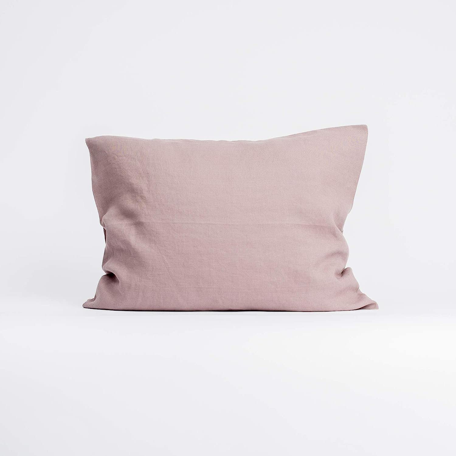 Linen Home Taie Oreiller 65x65 Llot de 2 | Oreiller en Lin 100% Rose Poudré avec Fermetures à Revers | Hypoallergénique, Thermorégulation et Respirant pour Toutes Les Saisons