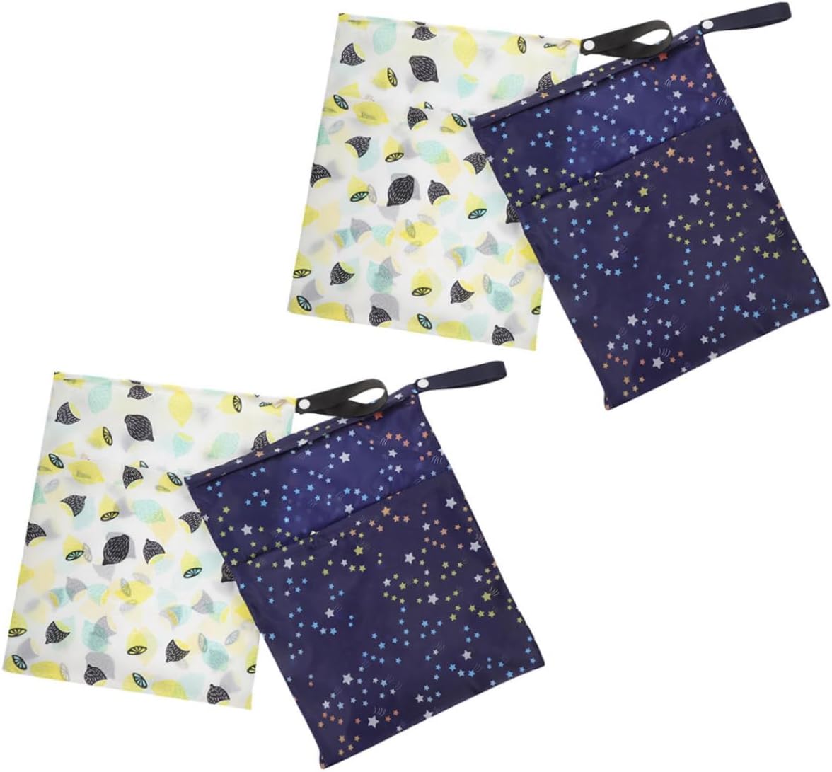 Milisten 4pcs Waterproof Wet Bags for Reusable Cloth Diapers Travel Toiletries and Swim Gear Washable Water Resistant Storage Bags for Baby and Gym Use