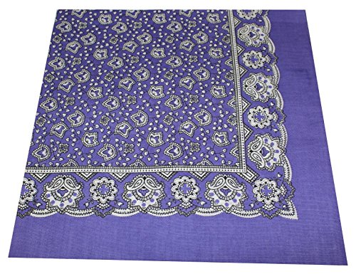 Tobeni 548 Bandana Head- Pañuelos para el Cuello de Tela 100% Algodón Unisex Color Cachemir Morado Tamaño 54 cm x 54 cm