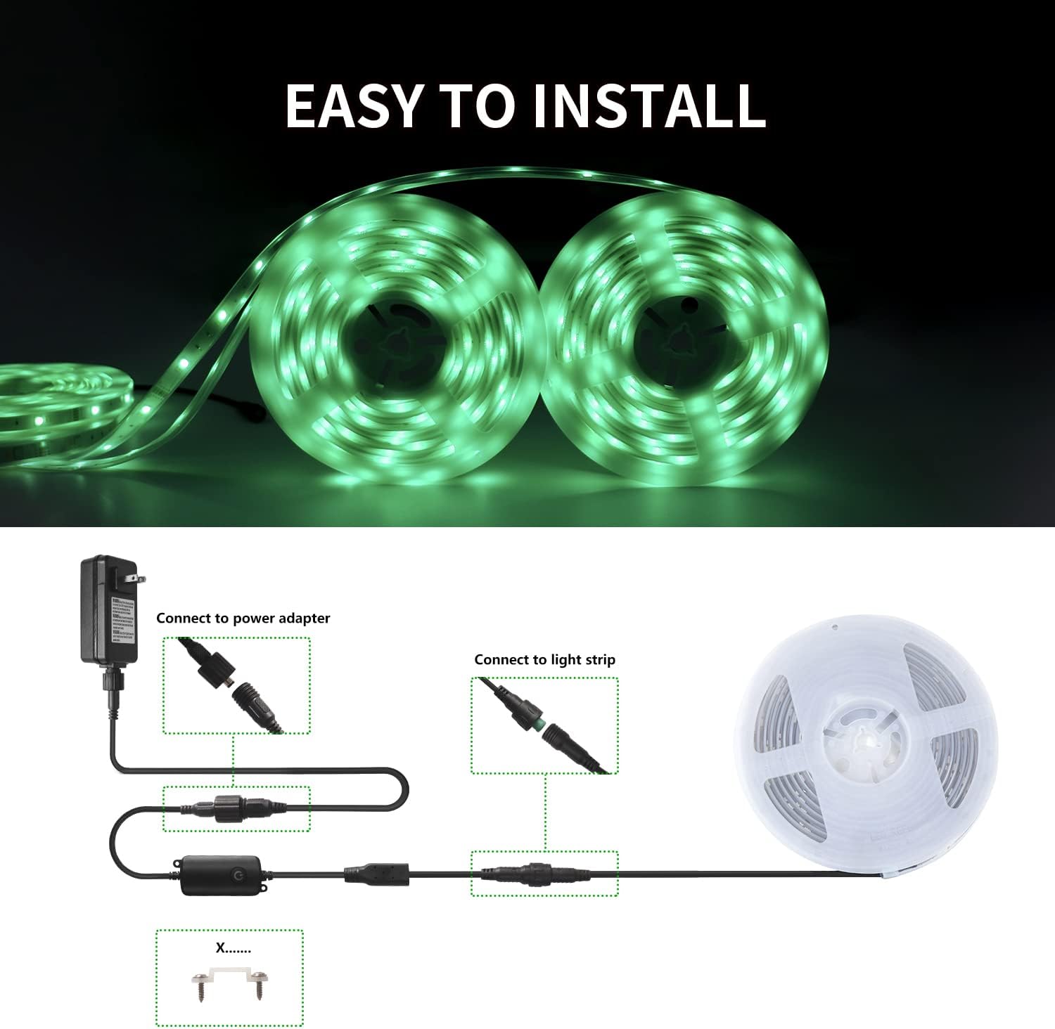 ALANTOP Outdoor LED Strip Lights 10m, IP65 Waterproof LED Strip Lights