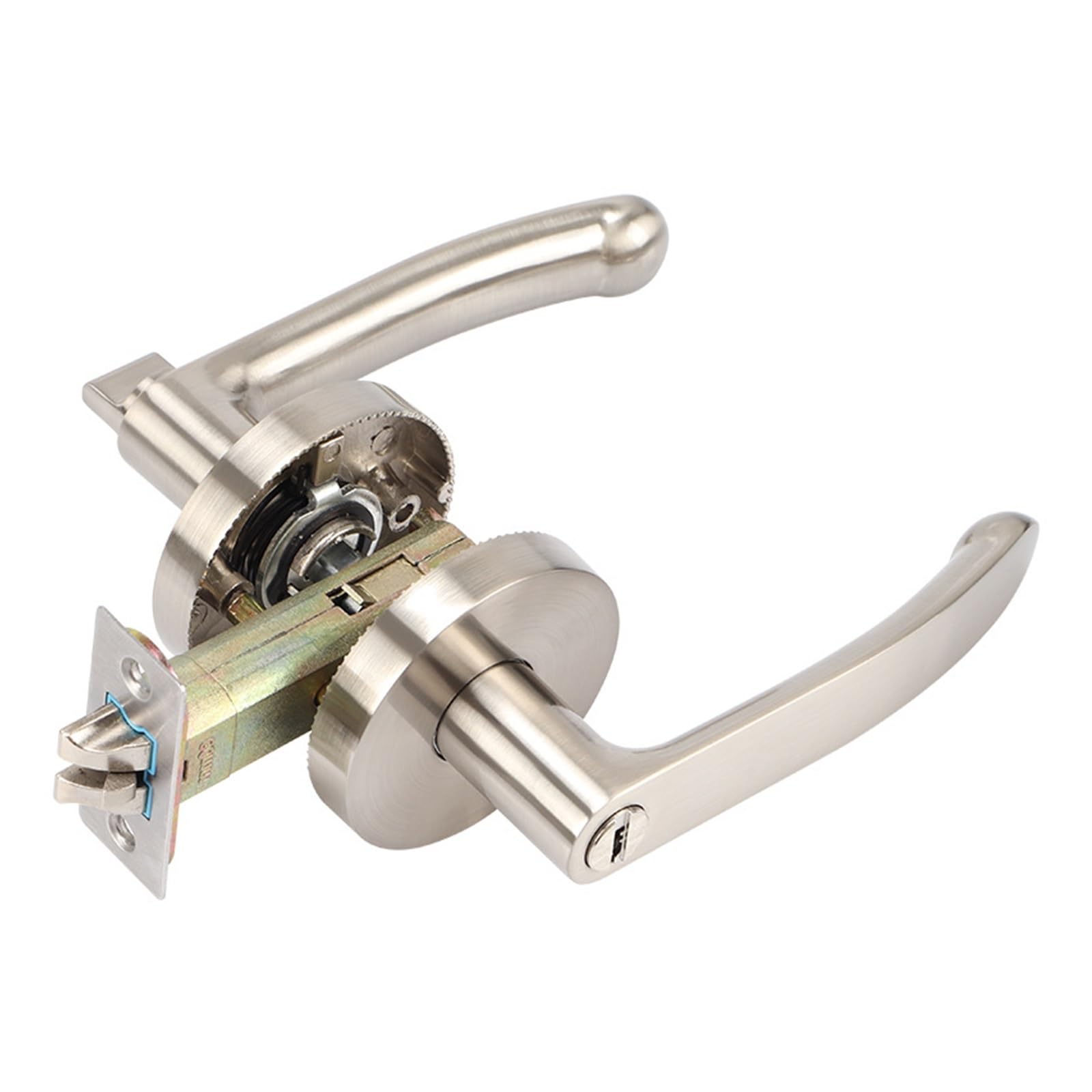 Serrure de porte intérieure robuste à poignée sphérique argent brossé