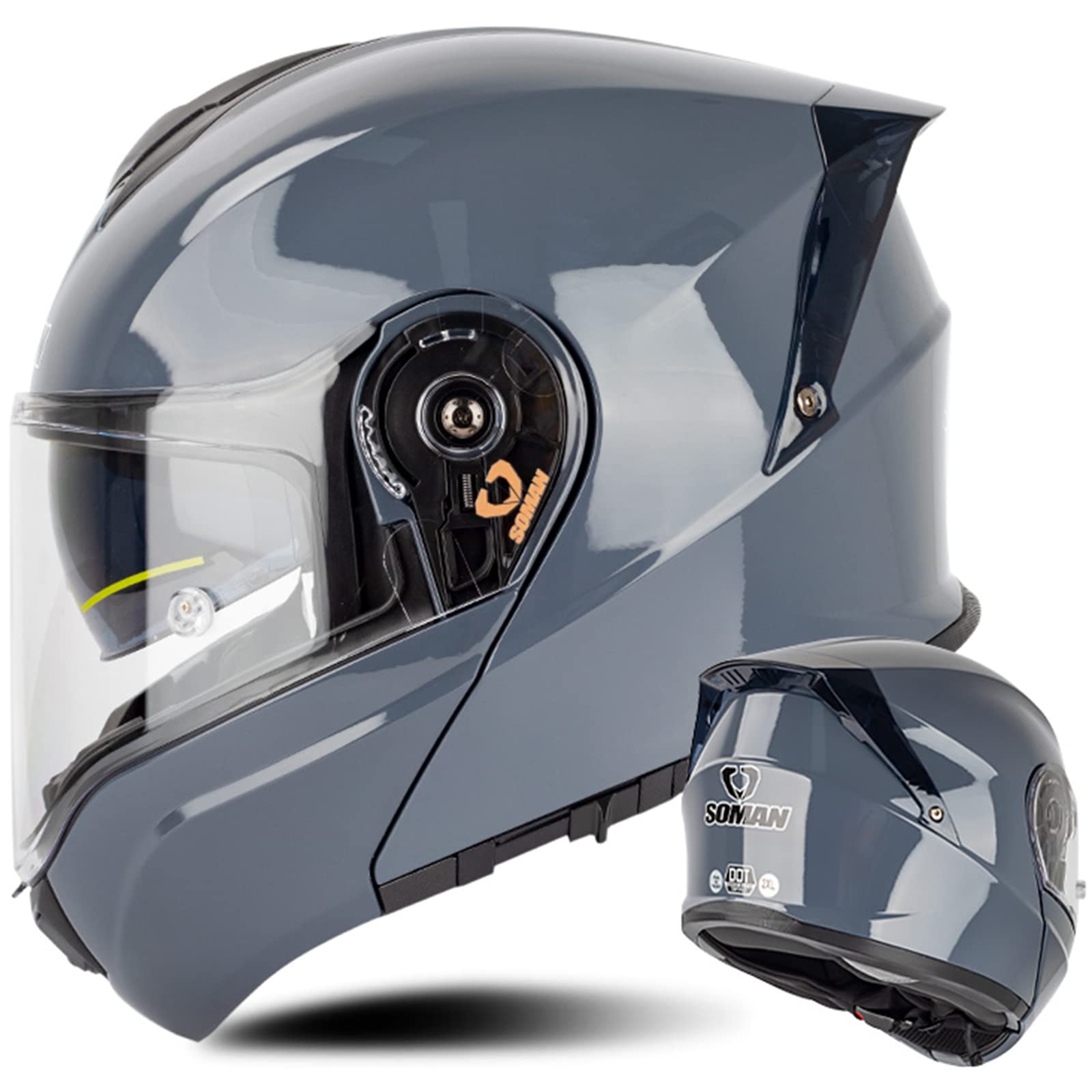 Motorradhelm Klapphelm Herren für Motorräder Integrierter Motorrad Helm Modularer Motorrad Helm mit Doppelvisier ECE-zugelassen Rollerhelm Sturzhelm Rennhelme für Damen und Herren,H-4XL(67~68cm)