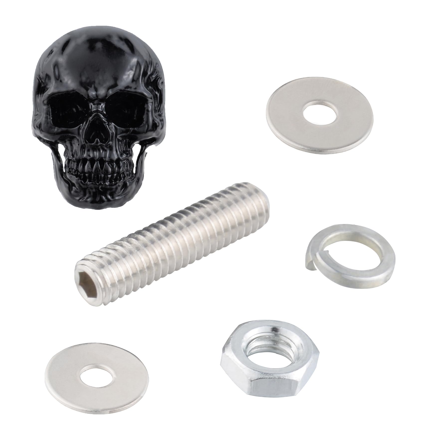 Skull License Plate Screw Caps - 4Pcs Rustproof Resin Bolts For Cars, Trucks & Motorcycles