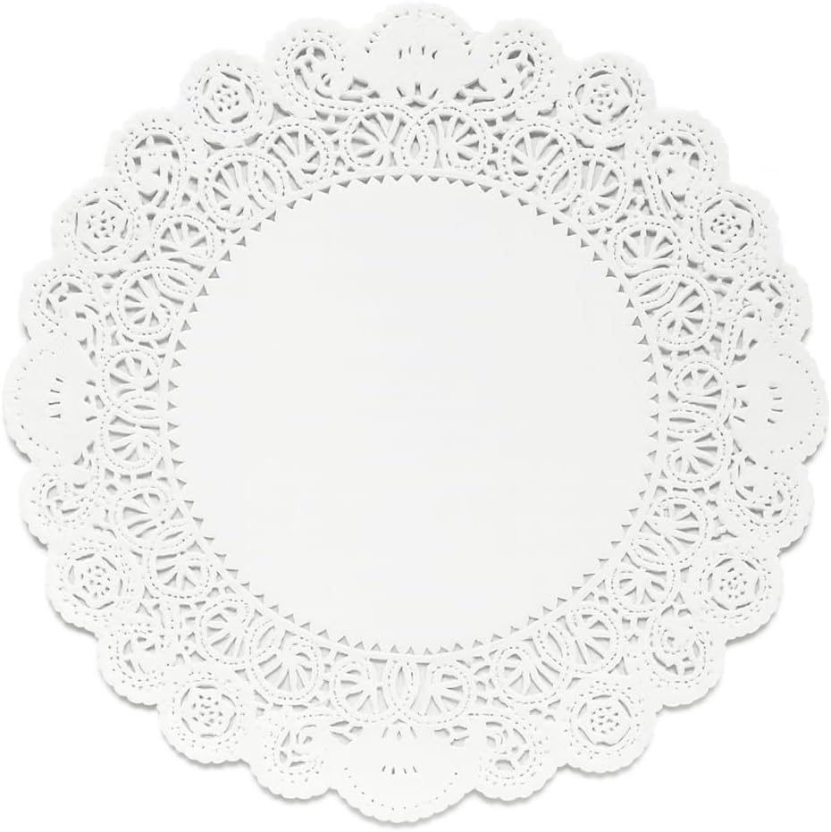 Heyiwell 50PC Disposable Round White Paper Doilies 18“Inch,Normandy Lace Placemats for Tables, Cakes, Desserts Crafts