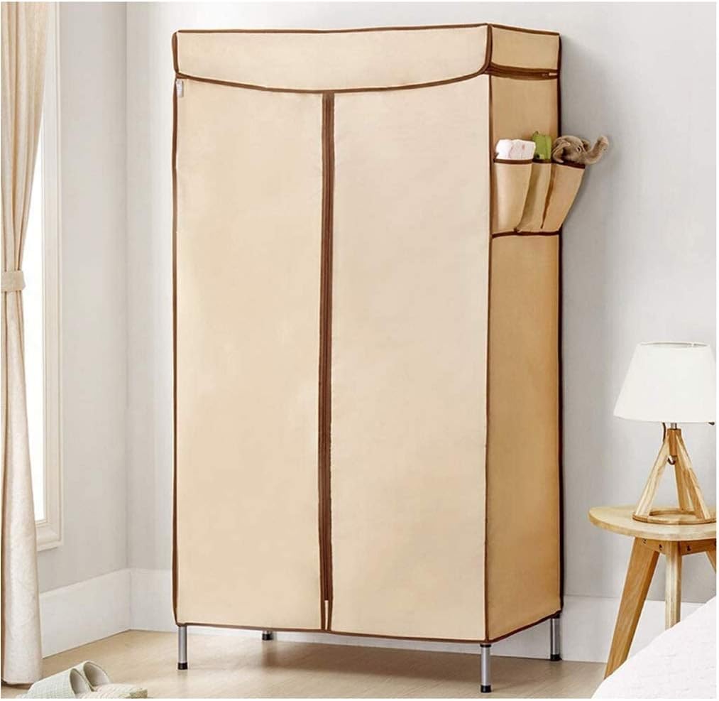 Closet Simple Wardrobe Fabric Steel Tube Reinforced Simple Modern Portable Wardrobe Bedroom Saves Space Clothing Storage Cabinet Wardrobe (Color : Brown)