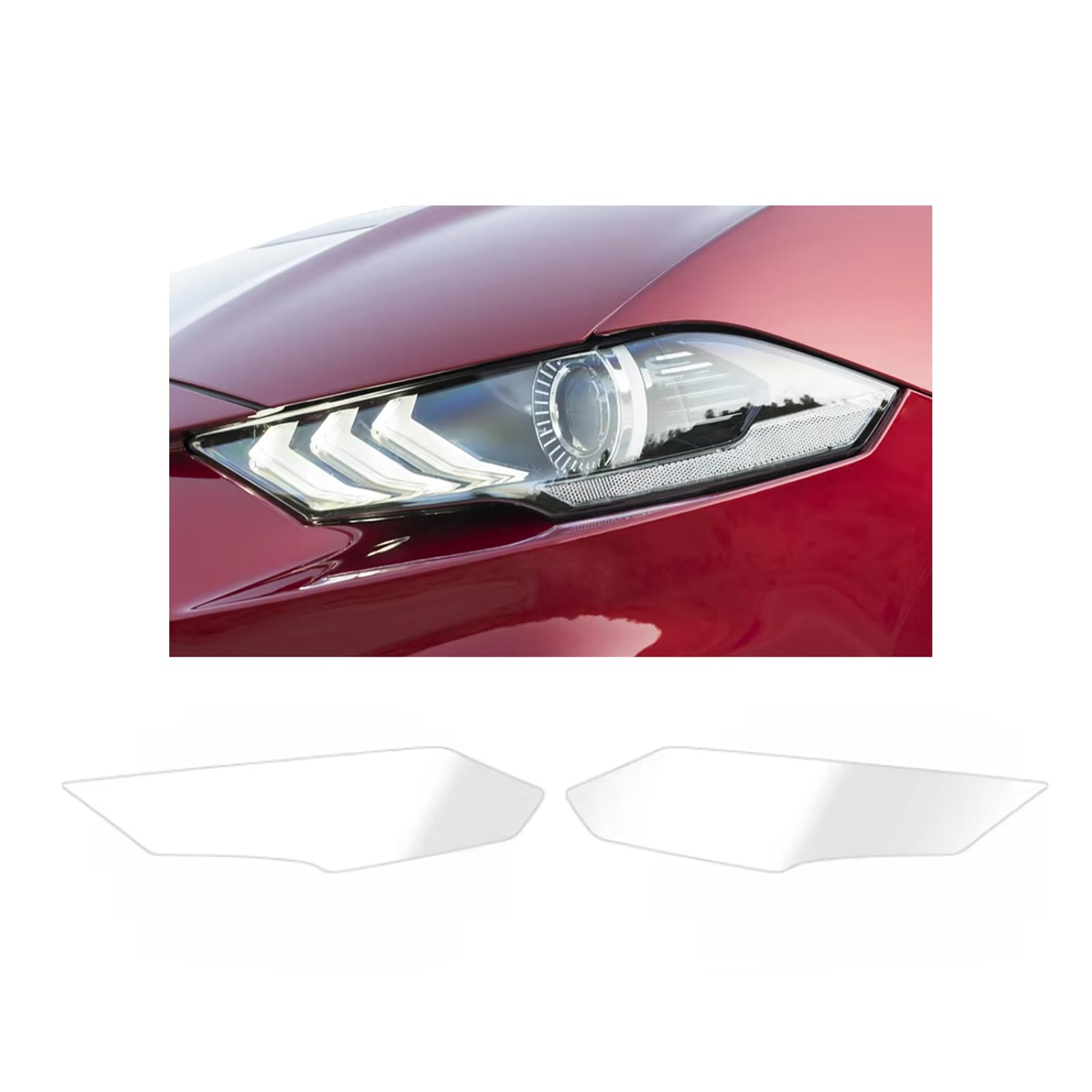 Headlight Film for Ford Mustang 2018-2023, 1Set Transparent/Smoke Black Car Headlight TPU Protective Film