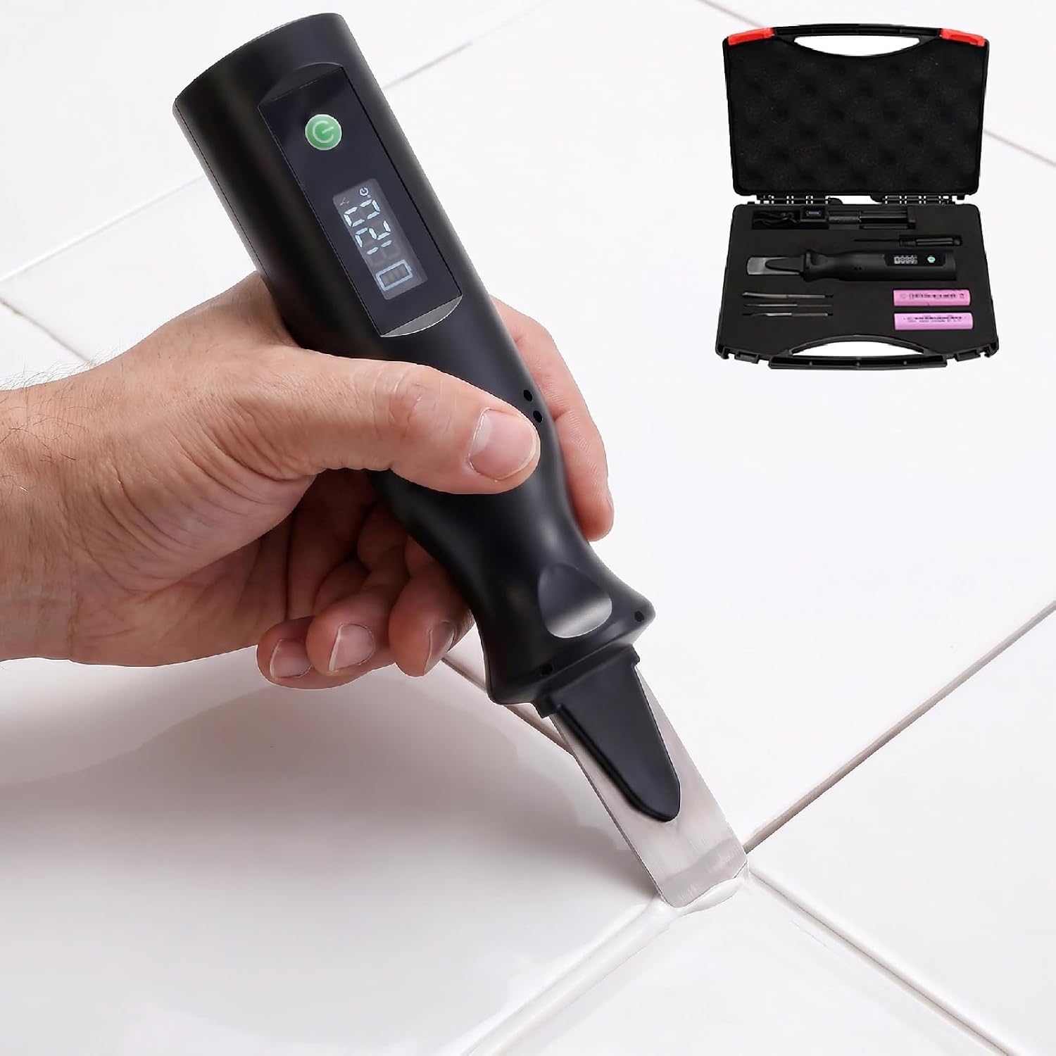 Herramienta De Prensado De Lechada para Azulejos, Herramienta De Sellado De Juntas con Calefacción, Herramienta Recargable para Acabado De Lechada con Pantalla Led para Renovación del Hogar