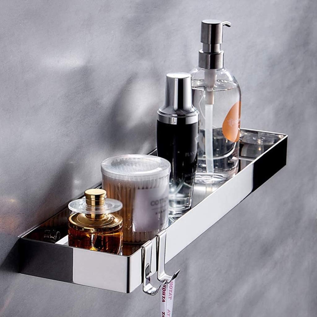 Aluminum Bathroom Stainless Steel Shelf, Bathroom Shelf, Rectangular 1 Layer Super Thick Silver Sandblasted Wall-Mounted(60cm)