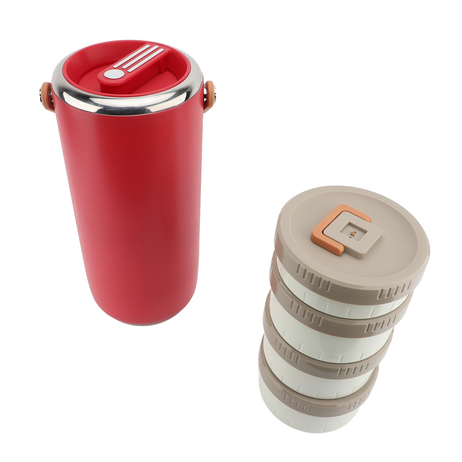 Pot Alimentaire isolé en Acier Inoxydable 3,4 L, Récipient (rouge) | Intérieur en Acier Inoxydable 304, Rétention de Chaleur de 6 à 8 Heures, Poignée Portable pour le Déjeuner, la Soupe et les