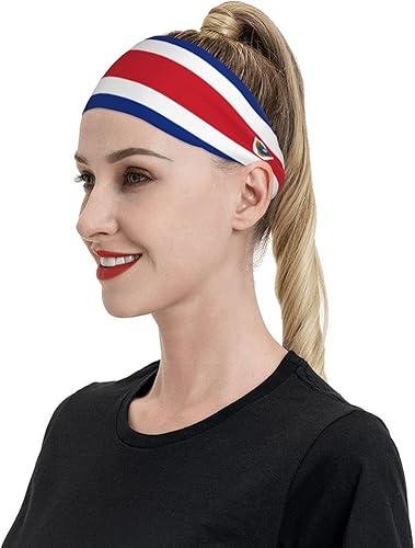 Miniatura 6 de Diademas deportivas con bandera de Costa Rica para hombres y mujeres, absorbe la humedad, diademas deportivas para correr, fitness, yoga, ciclismo,