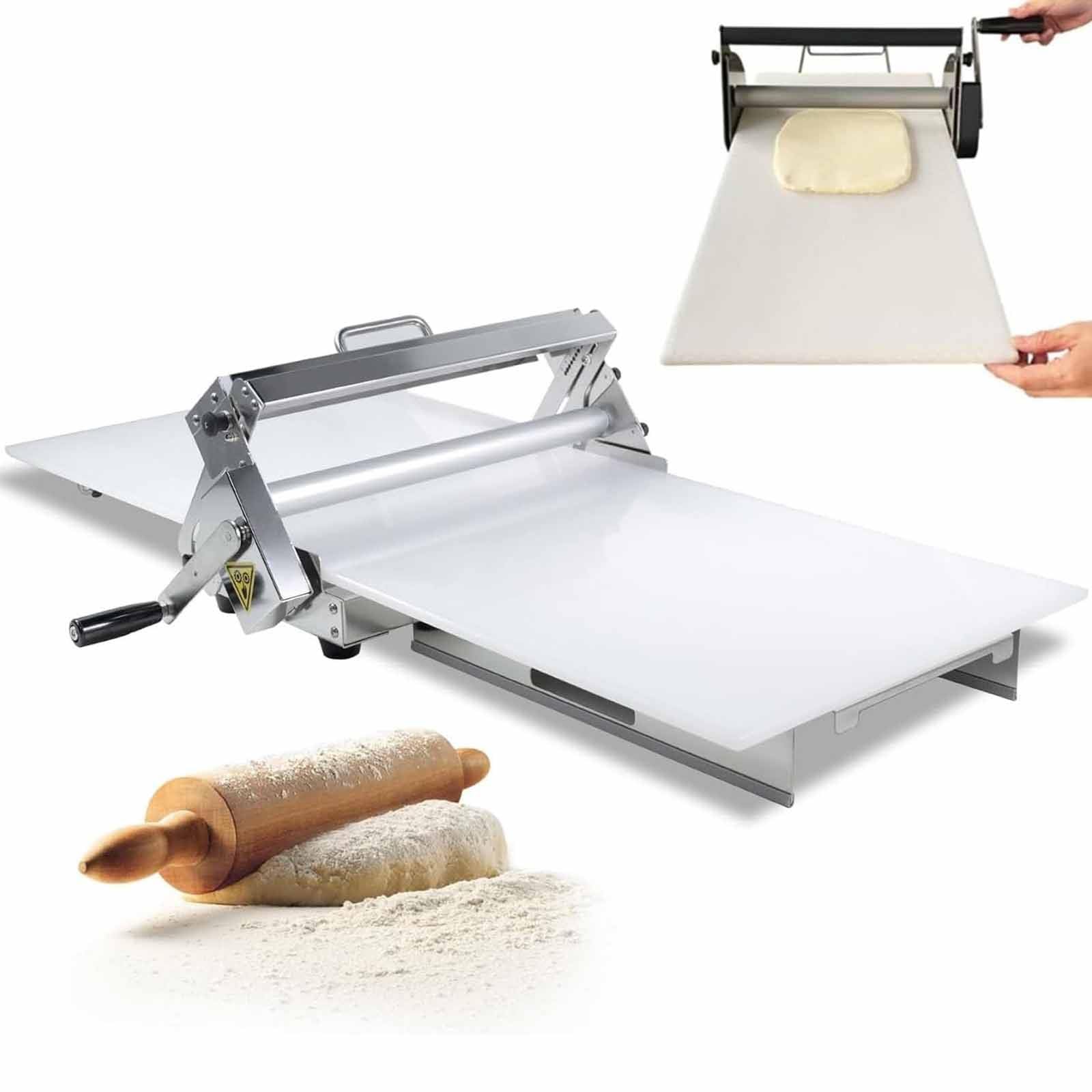 Sfogliatrice Pasticceria Manuale in Acciaio Inox con Tavola Grande 39" X15,5,Spessore Regolabile 0,5 a 27 Mm, Laminatrice per Pasta per Panetteria, Pizza E Croissant,Rs201