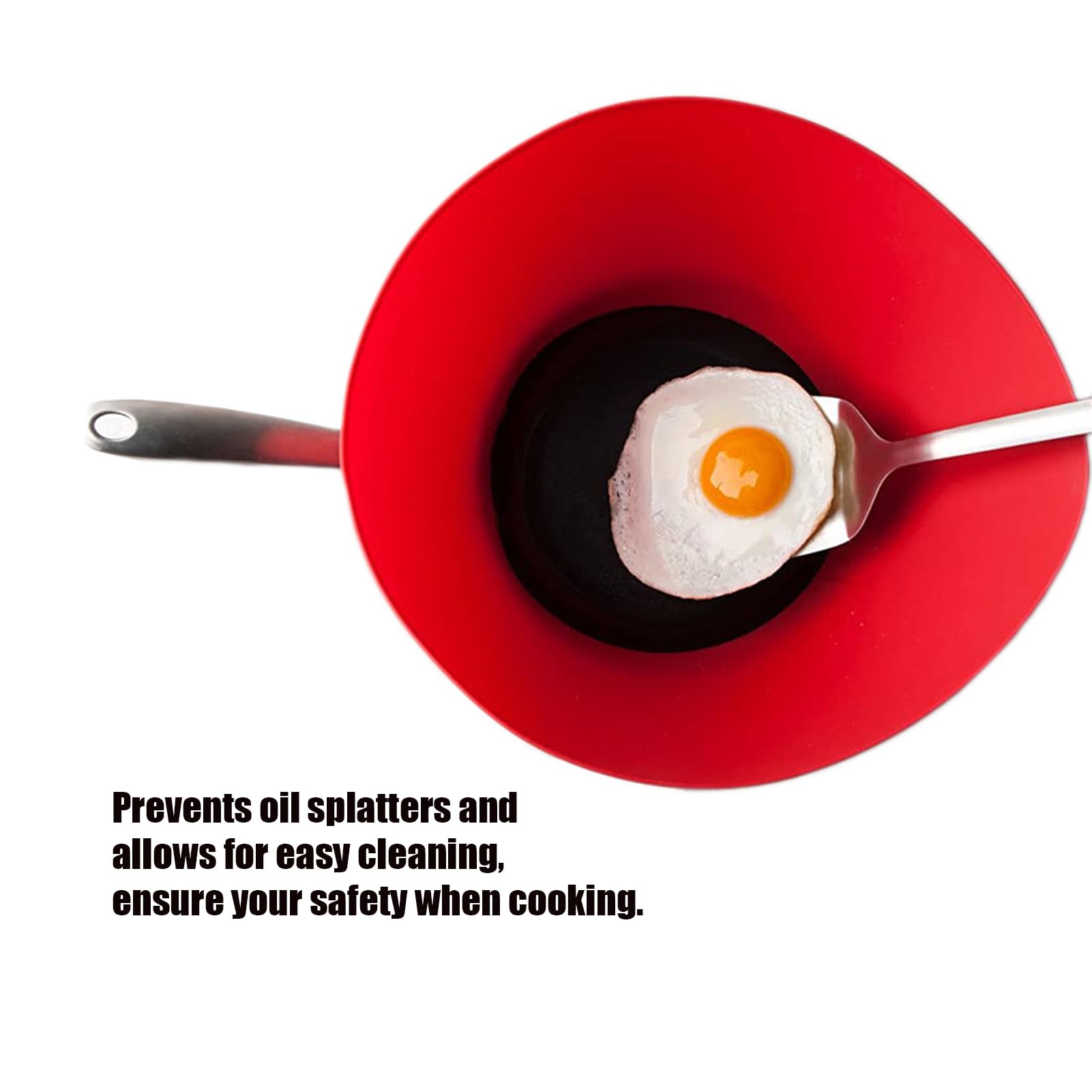 2 paraspruzzi in silicone per padelle, imbuto anti-olio regolabile, alternativa allo schermo pieghevole, per uso alimentare e resistente al calore, rosso