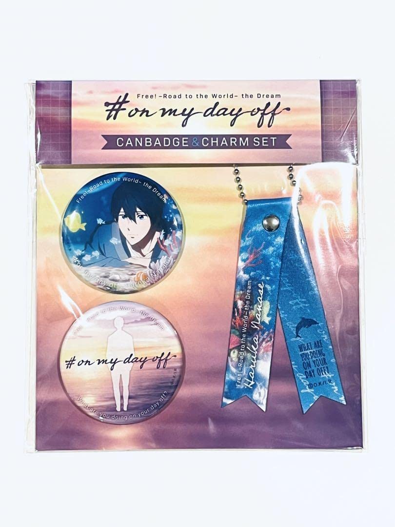 Free! #on my day off 缶バッジ＆チャームセット Free! 七瀬遙 on my day off 缶バッジ&チャームセット 七瀬 遙