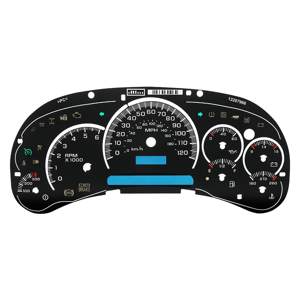 Black Gauge Face Overlay LED Version Trans Temp Replacement for GM Silverado Sierra Tahoe