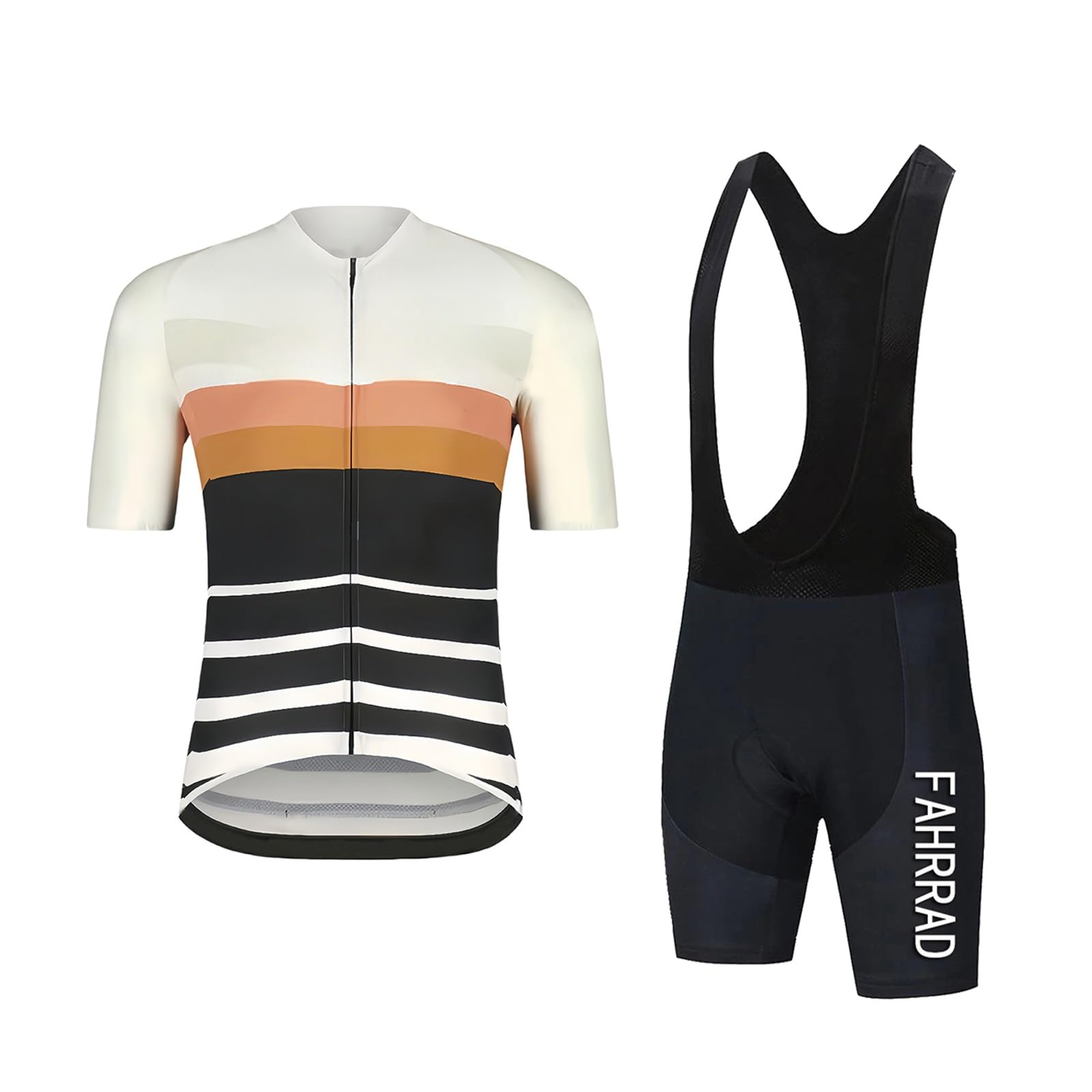Cuissard à bretelle vélo route homme avec gel 9D anti-douleur et maillot manches courtes