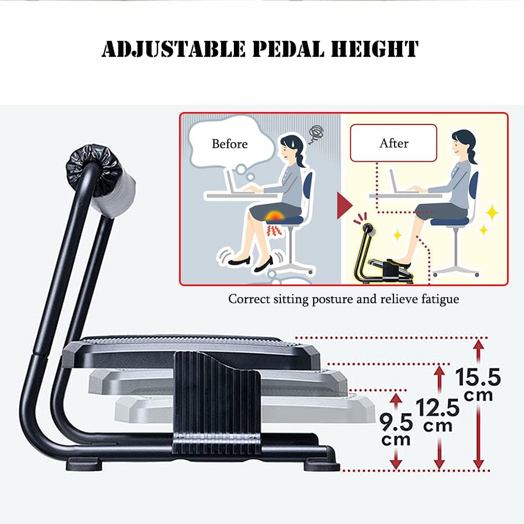 Adjustable Rocking Foot Rest for Under Desk at Work, Ergonomic Office Footrest Foam Leg Rest Elevated Under Table, Standing Desk Foot Rocker Stand Support (Black)