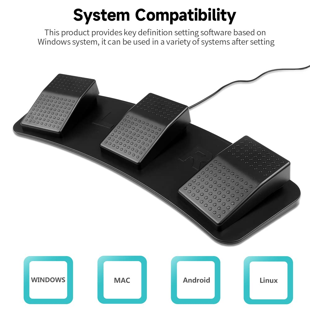 PETA PETAL PIT, FS23-PM, Pedal de Interruptor de Pie Triple USB, Personalice el Atajo Pedal del Pie del Pie, Pedal de Teclado Mecánico, para la Adquisición de Imágenes de la