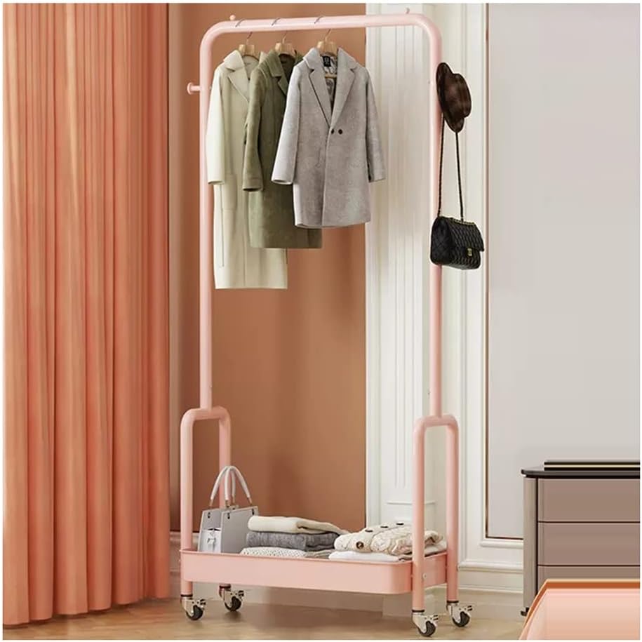 Ribbon Organizer Rack Craft Room Modern Garment Rack with 2 Hanger Hooks Heavy-Duty Coat Racks Freestanding for Boutiques Can Hang Clothes Hat Scarf(Pink)