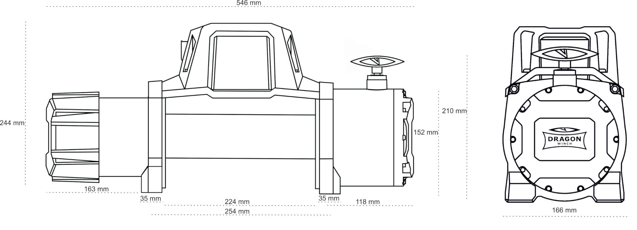Dragon Winch Treuil électrique 12V avec radiateur 13000 lbs / 5897 kg. avec câble en acier 20m pour dépanneuses et véhicules municipaux | télécommande sans fil + accessoires treuil | Étanchéité IP67